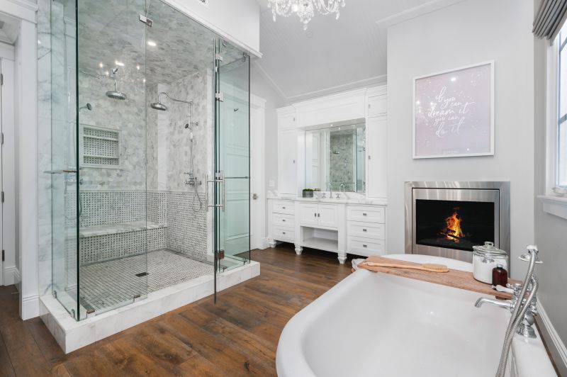 Luxurious shower with glass doors